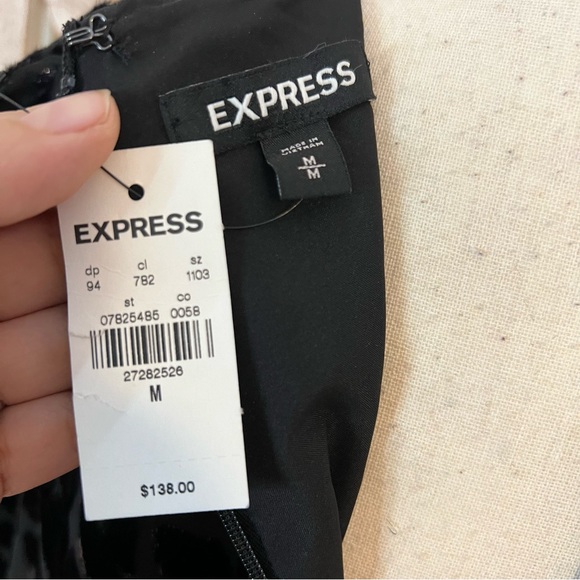 NWT Express Black Sheath Velvet Animal Print Textured Shimmer Dress Sz M - Picture 7 of 9